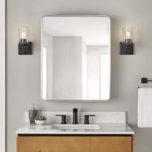 Glacier Bay 24" W x 30" H Rounded Corner Brushed Nickel Medicine Cabinet Mirror