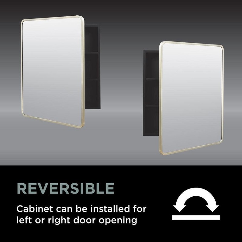 Glacier Bay 24" W x 30" H Rounded Corner Brushed Nickel Medicine Cabinet Mirror - Image 31