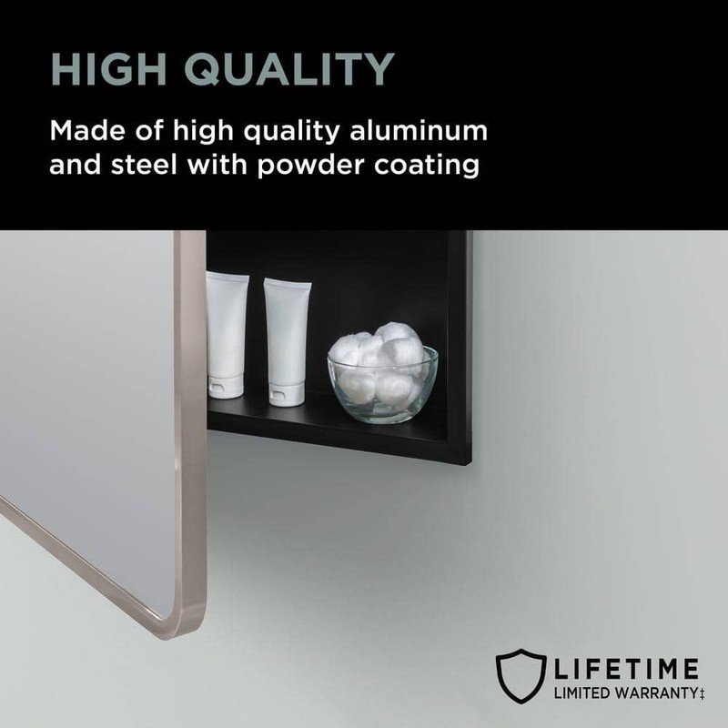 Glacier Bay 24" W x 30" H Rounded Corner Brushed Nickel Medicine Cabinet Mirror - Image 32