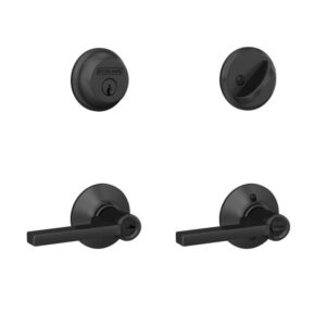 Schlage Latitude Matte Black Single Cylinder Deadbolt & Keyed Entry Combo Pack