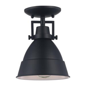 Monteaux Lighting 7 in. 1-Light Black Industrial Farmhouse Semi-Flush Mount
