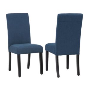 WESTINFURNITURE Nina Side Chair Teal Linen Fabric Upholstered, Set of 2