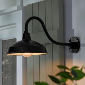 Hampton Bay Easton 11 in. 1-Light Glossy Black Wall Sconce Steel Shade