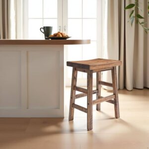 Alaterre Furniture Durango 26" H Wood Counter-Height Bar Stool, Saddle Seat