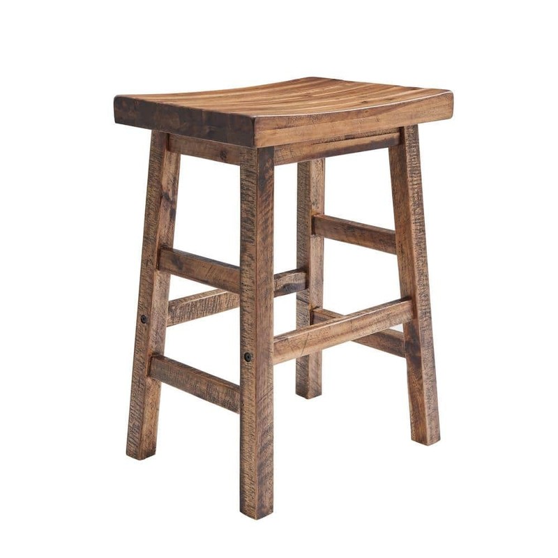 Alaterre Furniture Durango 26" H Wood Counter-Height Bar Stool, Saddle Seat - Image 1208
