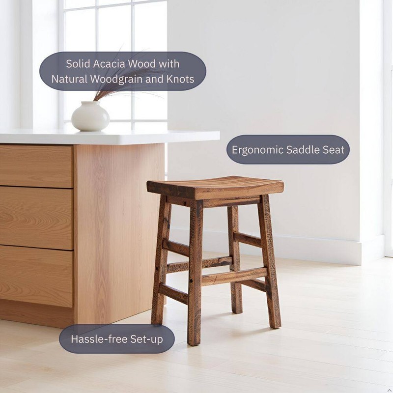 Alaterre Furniture Durango 26" H Wood Counter-Height Bar Stool, Saddle Seat - Image 1210