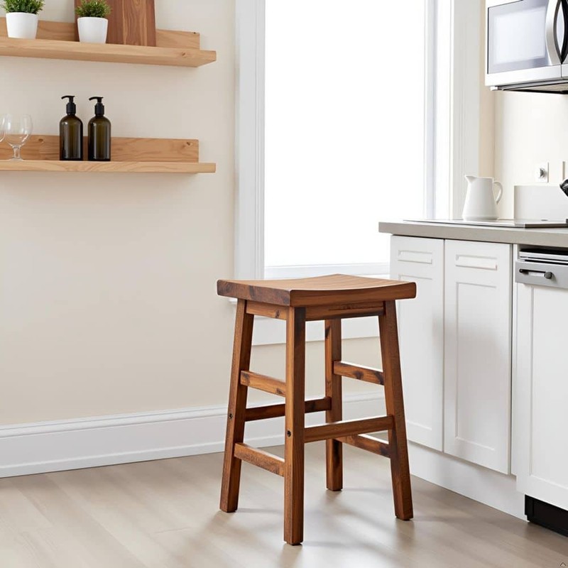 Alaterre Furniture Durango 26" H Wood Counter-Height Bar Stool, Saddle Seat - Image 1211