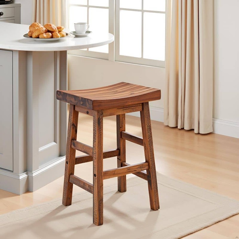Alaterre Furniture Durango 26" H Wood Counter-Height Bar Stool, Saddle Seat - Image 1212