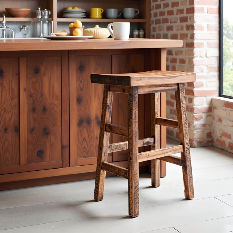 Alaterre Furniture Durango 26" H Wood Counter-Height Bar Stool, Saddle Seat - Image 1214