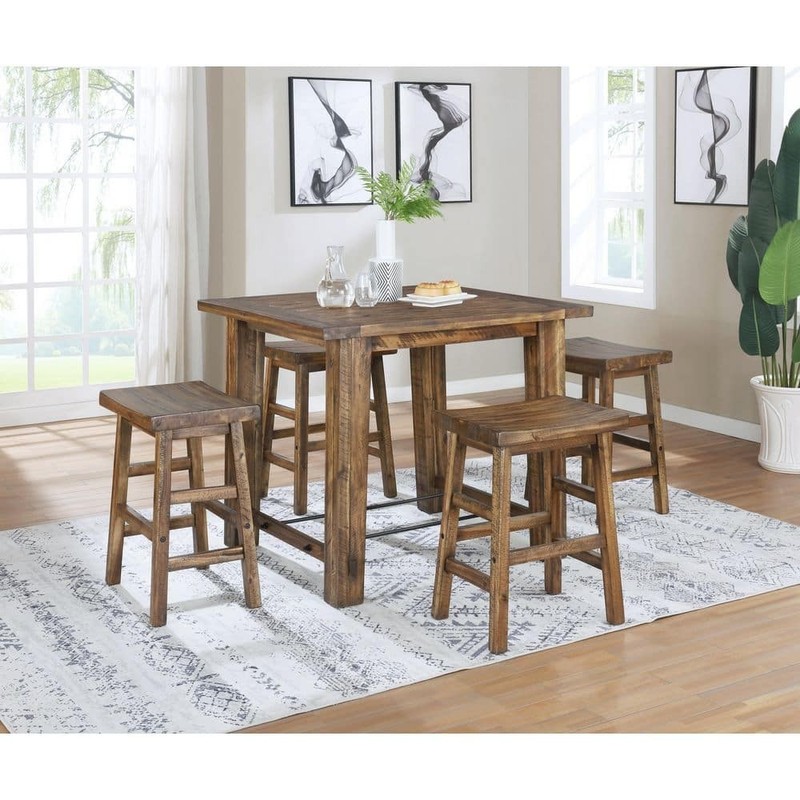 Alaterre Furniture Durango 26" H Wood Counter-Height Bar Stool, Saddle Seat - Image 1216