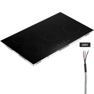 SKYSHALO Electric Cooktop 36" 5 Burners 8600W Ceramic Radiant Black 2025 Upgrade
