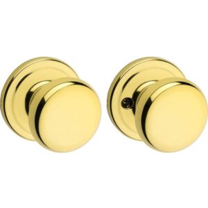 Kwikset Juno Passage Door Knob Polished Brass for Hall or Closet Microban