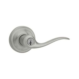 Kwikset Tustin Satin Nickel Entry Door Handle Featuring SmartKey Security