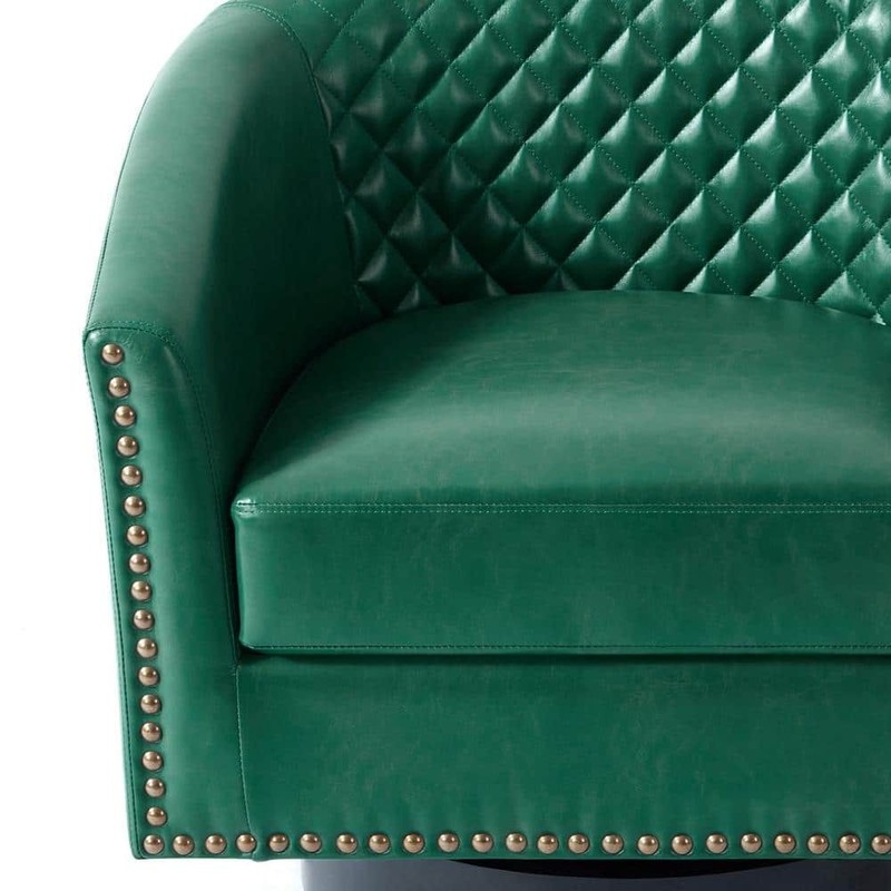Uixe Green PU Leather 360 Swivel Accent Arm Chair Set of 2 - Image 14