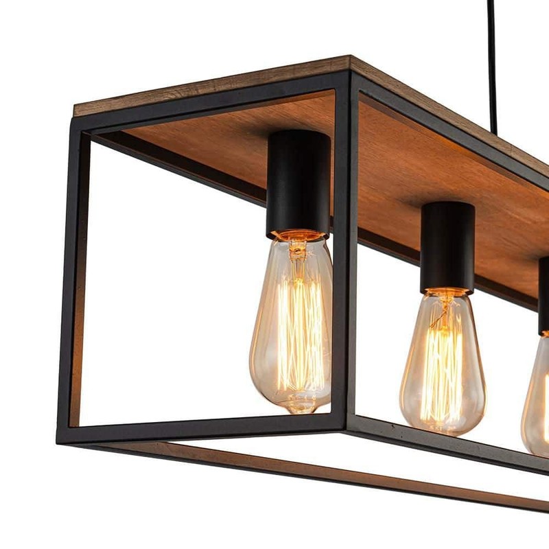 Y'INSP 5-Light Matte Black Rectangular Chandelier for Dining Room No Bulbs - Image 8