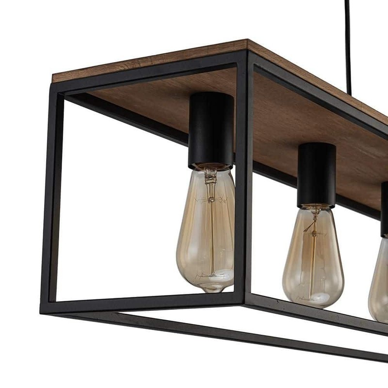Y'INSP 5-Light Matte Black Rectangular Chandelier for Dining Room No Bulbs - Image 9