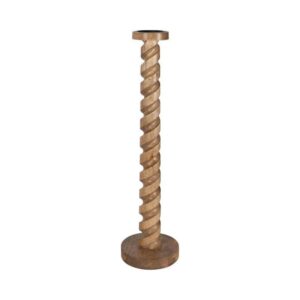Liv & Skye Brown 8x30 Natural Wood Solid Spiral Floor Candle Holder