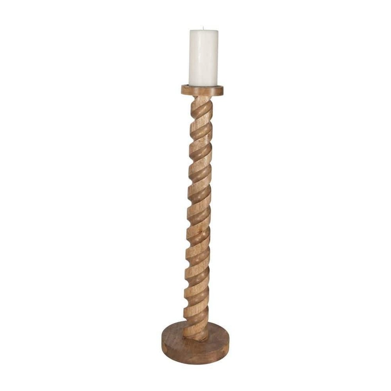 Liv & Skye Brown 8x30 Natural Wood Solid Spiral Floor Candle Holder - Image 12