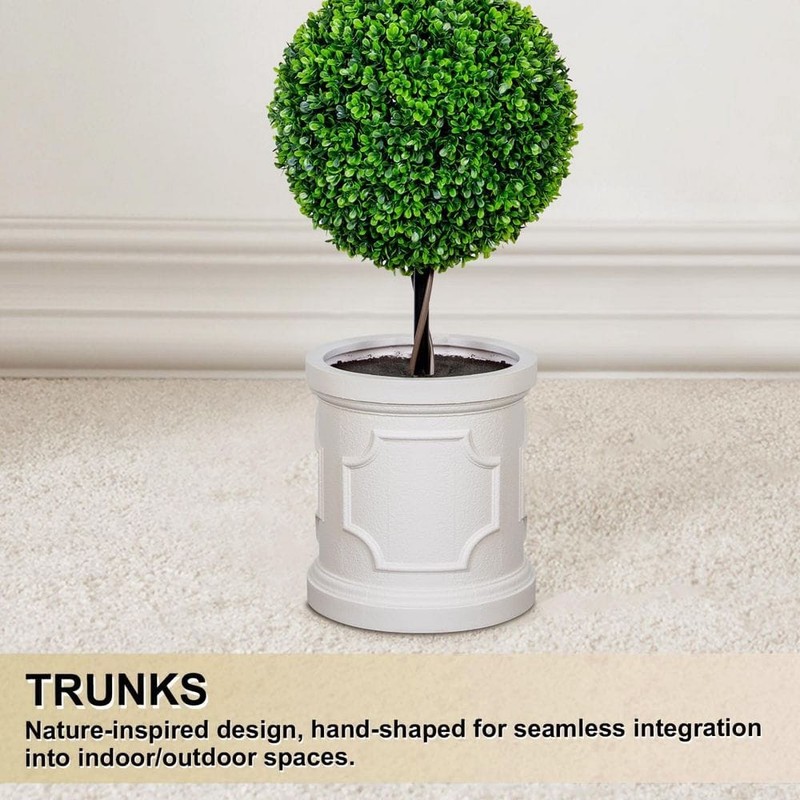 VIVATREES 3 ft. Artificial Triple Ball Topiary Tree Faux Shrubs White Pot - Image 9