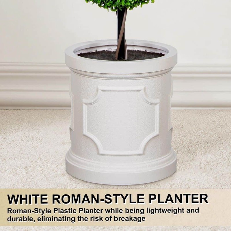 VIVATREES 3 ft. Artificial Triple Ball Topiary Tree Faux Shrubs White Pot - Image 10