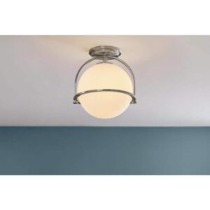 Home Decorators Owens 11.25" 1-Light Brushed Nickel Semi-Flush Mount Light