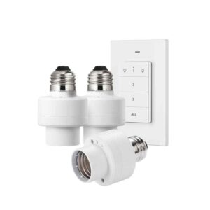 DEWENWILS 120V Remote Light Bulb Socket Switch,White 1 Wall Controller+3 Sockets
