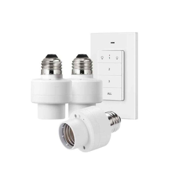 DEWENWILS 120V Remote Light Bulb Socket Switch,White 1 Wall Controller+3 Sockets