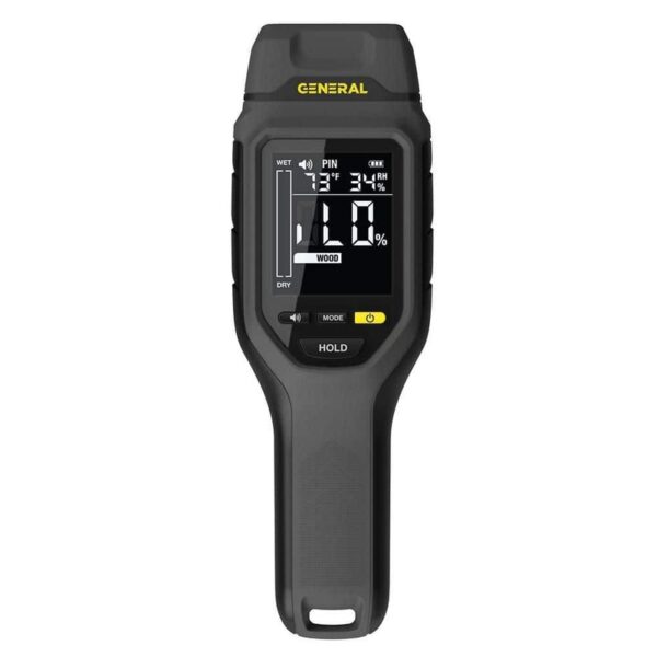 General Tools Pin Moisture Meter with Backlit Display for Wood, Drywall