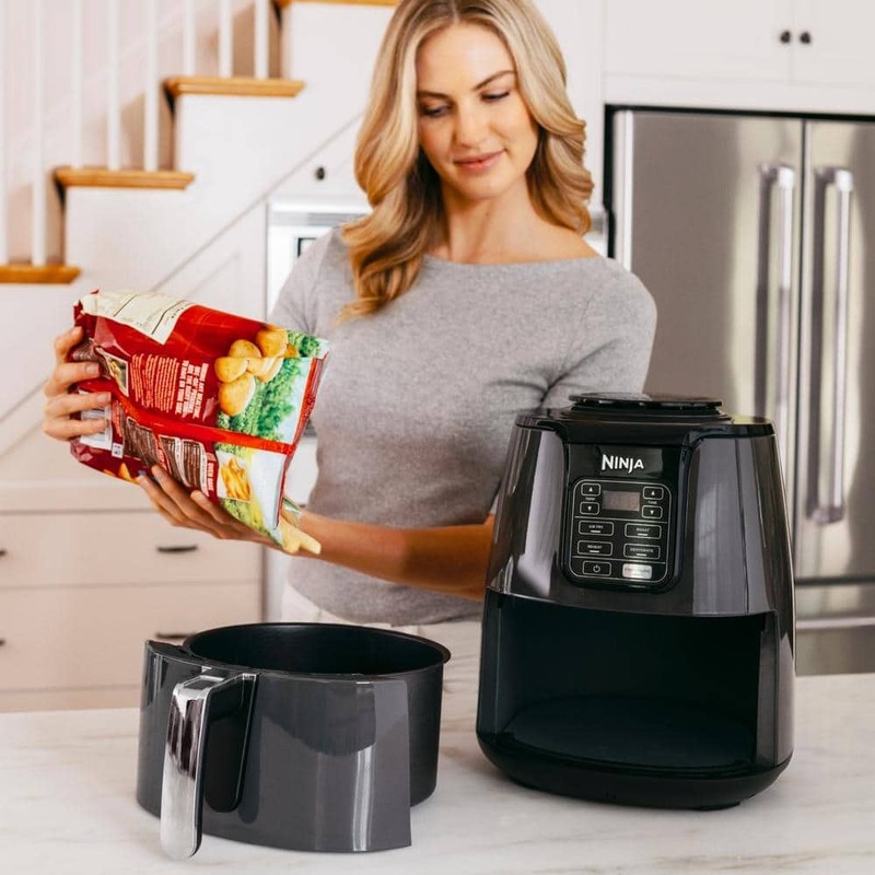 Ninja 4 qt Basket Air Fryer Black Gray Digital Controls for Dehydrate Roast - Image 1564