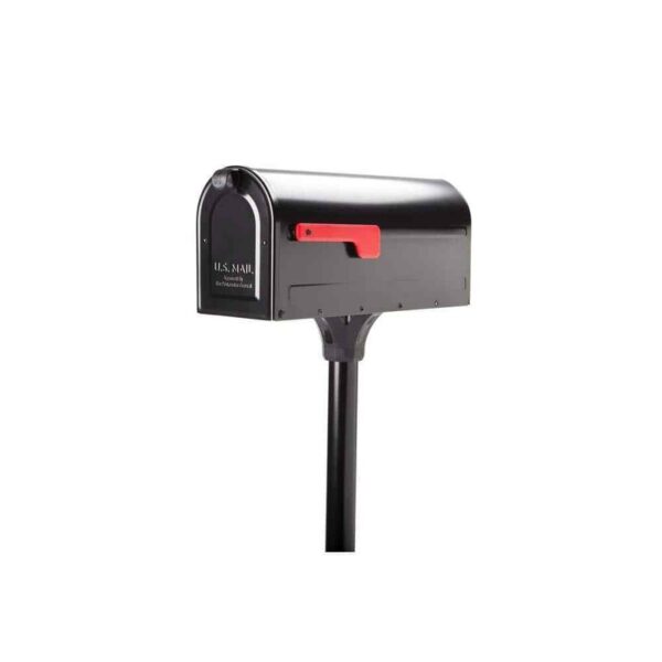 Architectural Mailboxes MB1 Black Medium Steel Post Mount Mailbox w/2" Post Kit