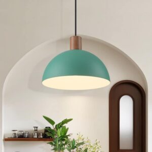 EDISLIVE Nathan 11 in. 1-Light Green Dome Pendant Light for Kitchen Island