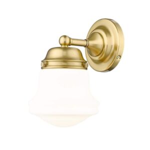 Z-Lite Vaughn 7.75" 1-Light Luxe Gold Wall Sconce Matte Opal Glass Shade