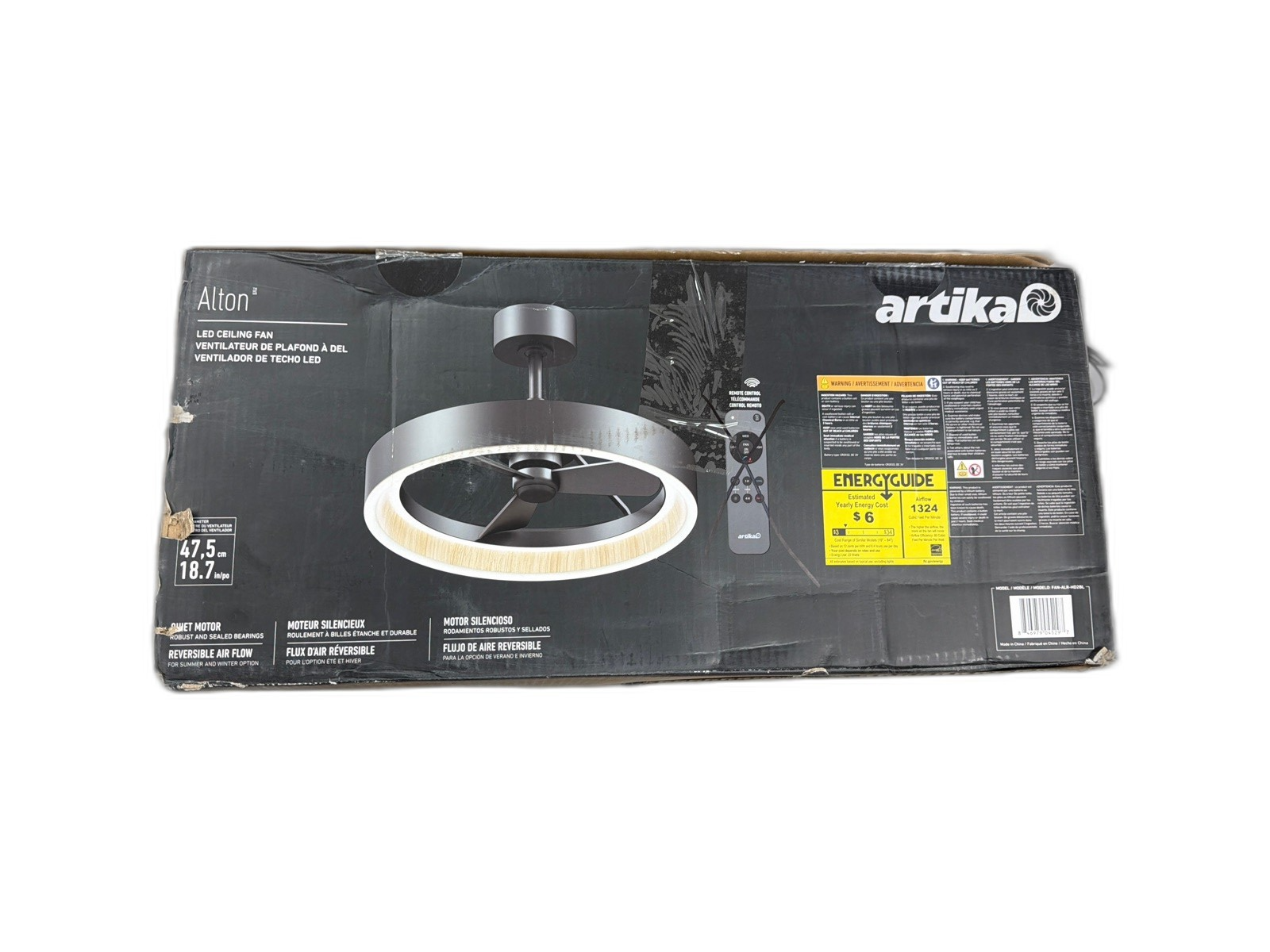 Artika Alton 24 in. Black Wood 8 Steps CCT 18.7 in. LED Ceiling Fan "NO Remote""