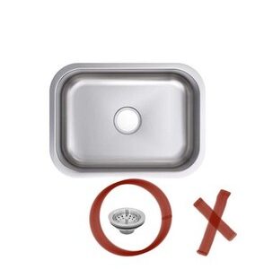 Glacier Bay 23" Undermount Single Bowl 18-Gauge Stainless Steel Sink NO Strainer