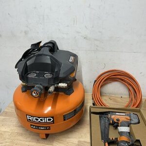 RIDGID 6 Gal. 150 PSI Electric Pancake Air Compressor w/18ga Brad Nailer & Hose
