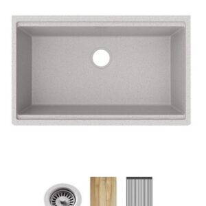 Quartz Classic 33" x 22" x 9-1/2" Single Bowl Undermount Workstation