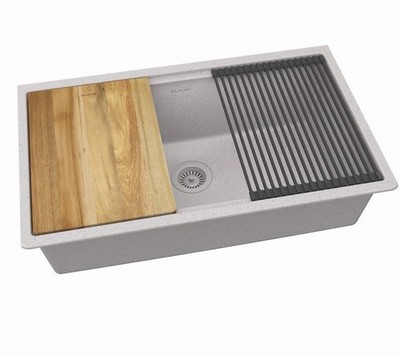Quartz Classic 33" x 22" x 9-1/2" Single Bowl Undermount Workstation - Image 4