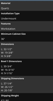 Quartz Classic 33" x 22" x 9-1/2" Single Bowl Undermount Workstation - Image 7