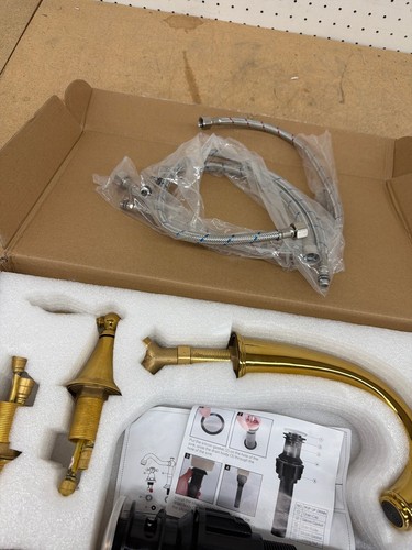 AKLFGN 8 in. Widespread Bathroom Faucet 3-Hole Sink Faucet Polish Gold - Image 4