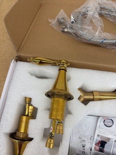 AKLFGN 8 in. Widespread Bathroom Faucet 3-Hole Sink Faucet Polish Gold - Image 6