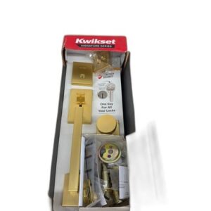 Kwikset San Clemente Single Cylinder Handleset Square Pismo Knob Satin Brass