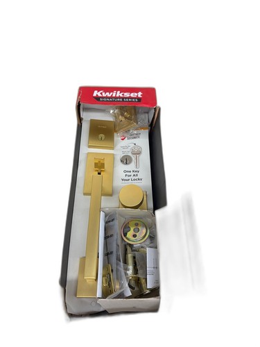 Kwikset San Clemente Single Cylinder Handleset Square Pismo Knob Satin Brass