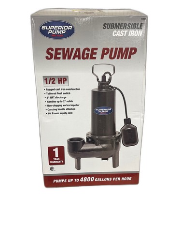 Superior Pump 1/2 HP Submersible Cast Iron Sewage Ejector Pump - Image 8