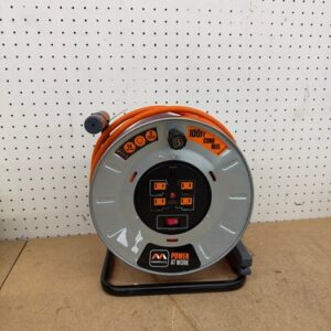Masterplug 100 ft. 12 AWG 15amp Extension Cord Reel 4 Grounded Outlets "READ"