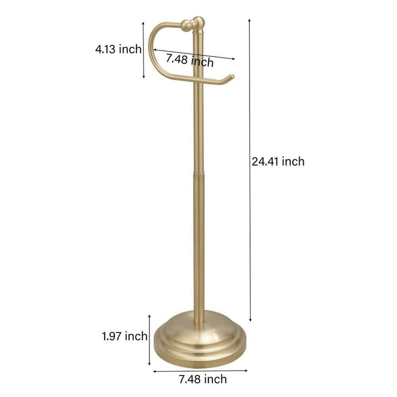 BWE Free Standing Toilet Paper Holder Brushed Gold with Reserve - Image 8