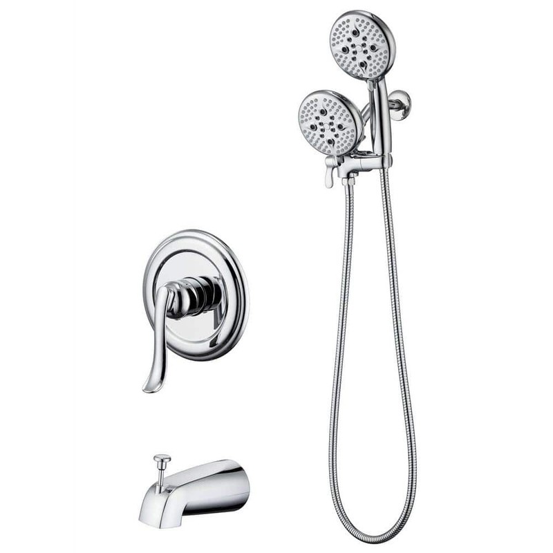 ELLO&ALLO 24-Spray Tub Shower Faucet Handheld Combo 5 in. Chrome Head