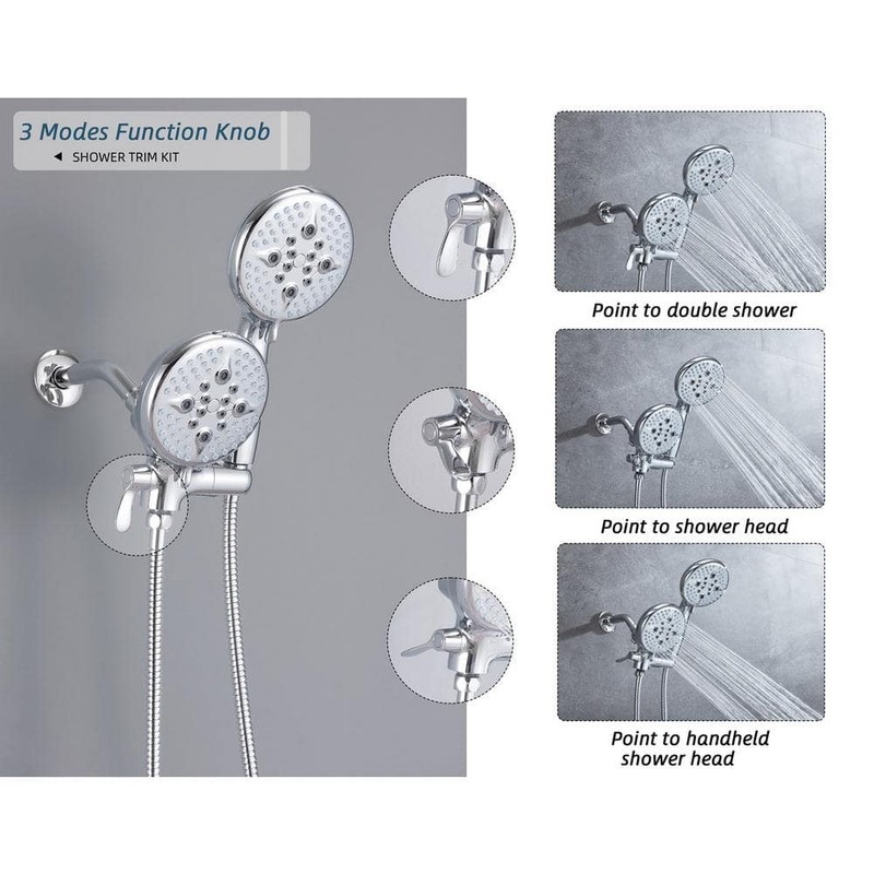 ELLO&ALLO 24-Spray Tub Shower Faucet Handheld Combo 5 in. Chrome Head - Image 2
