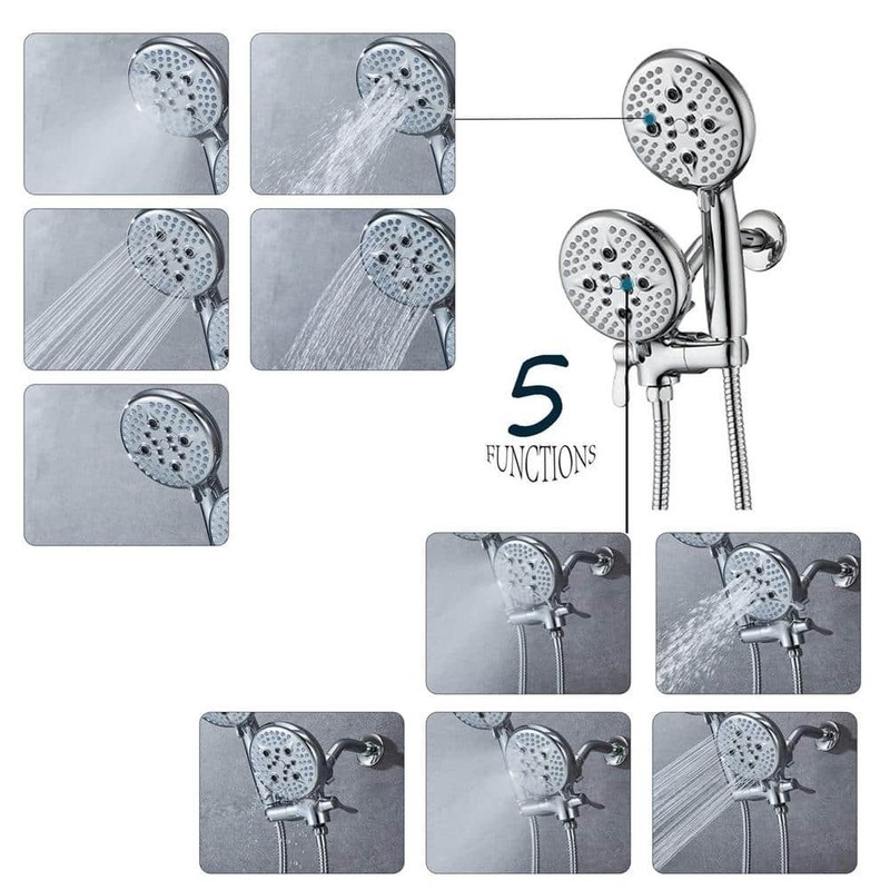 ELLO&ALLO 24-Spray Tub Shower Faucet Handheld Combo 5 in. Chrome Head - Image 3