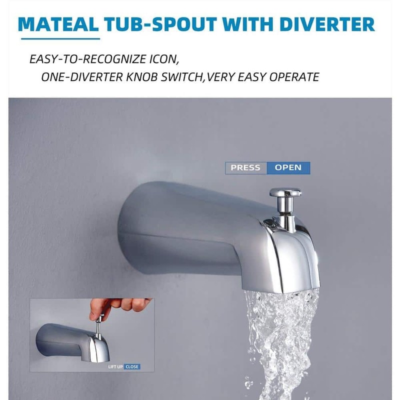 ELLO&ALLO 24-Spray Tub Shower Faucet Handheld Combo 5 in. Chrome Head - Image 4
