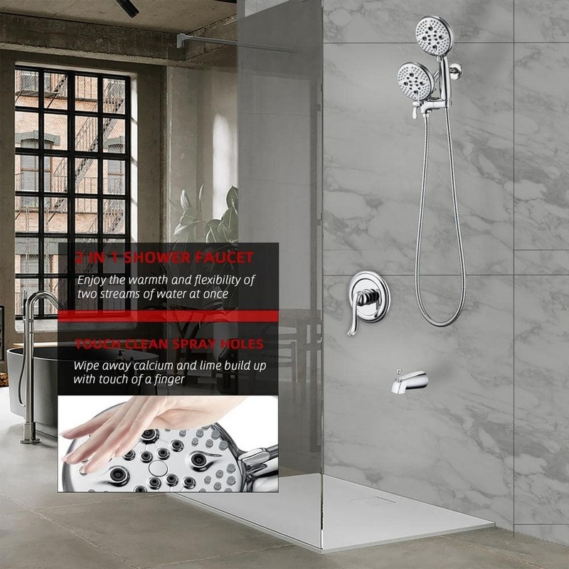 ELLO&ALLO 24-Spray Tub Shower Faucet Handheld Combo 5 in. Chrome Head - Image 6